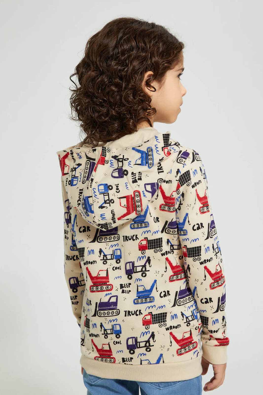 Redtag-Stone-Crane-Print-Hooded-Zip-Through-Sweat-Sweatshirts-Boys-2 to 8 Years