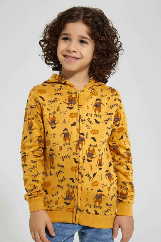 Redtag-Gold-Skate-Print-Hooded-Zip-Through-Sweat-Sweatshirts-Boys-2 to 8 Years
