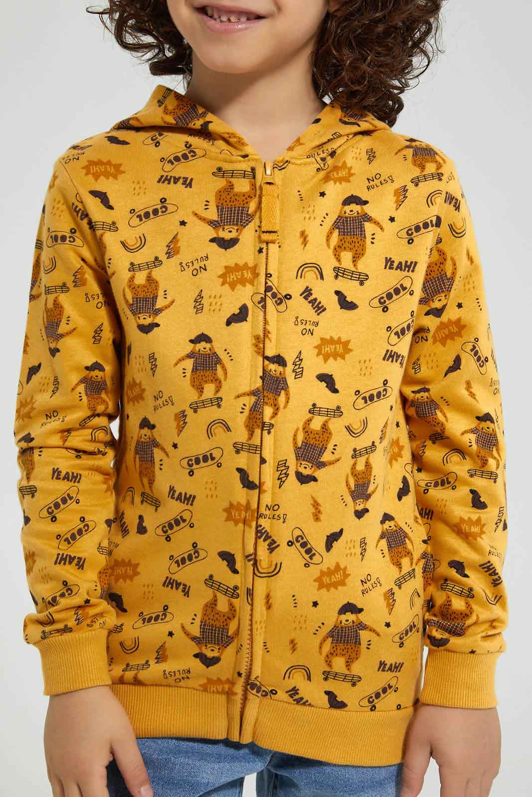 Redtag-Gold-Skate-Print-Hooded-Zip-Through-Sweat-Sweatshirts-Boys-2 to 8 Years