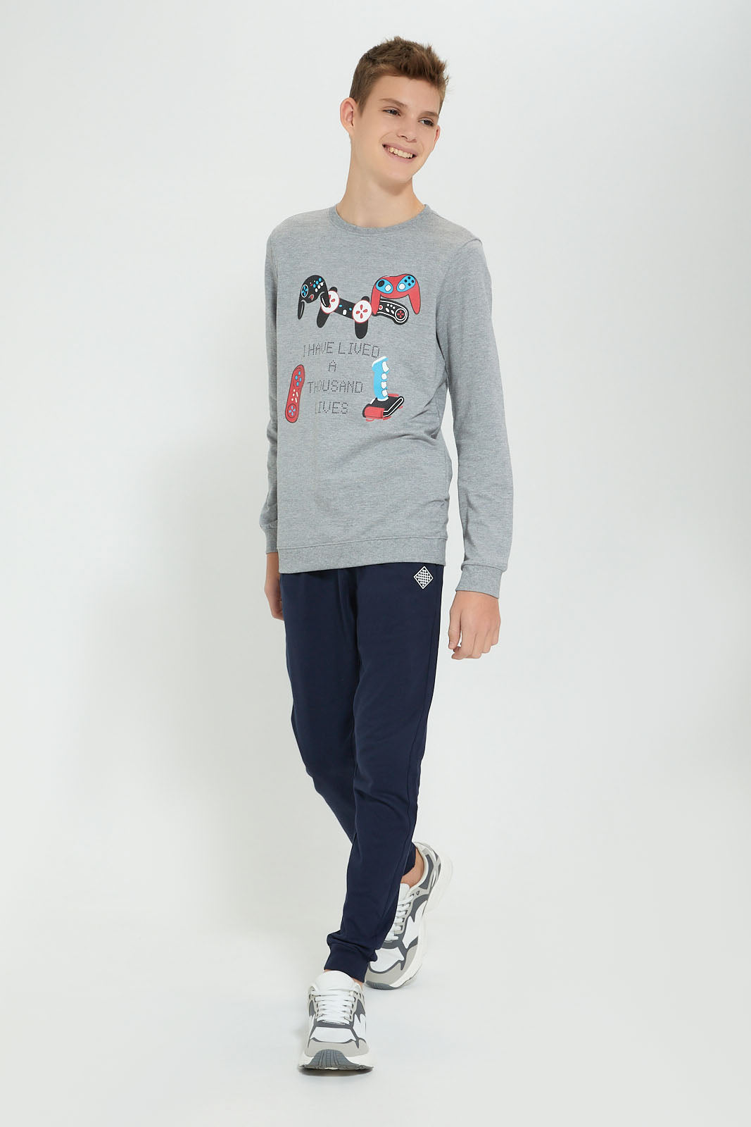 Redtag-Navy-Table-Active-Pant-Joggers-Senior-Boys-9 to 14 Years