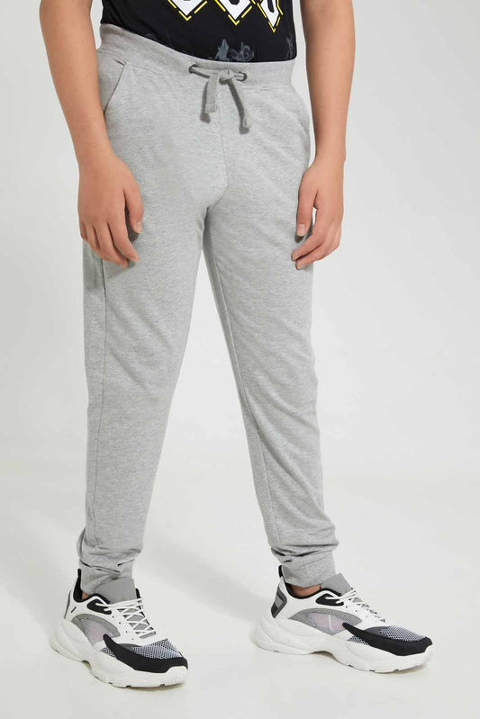 Redtag-Grey-Jogger-with-Elasticated-Waistband-Joggers-Senior-Boys-9 to 14 Years