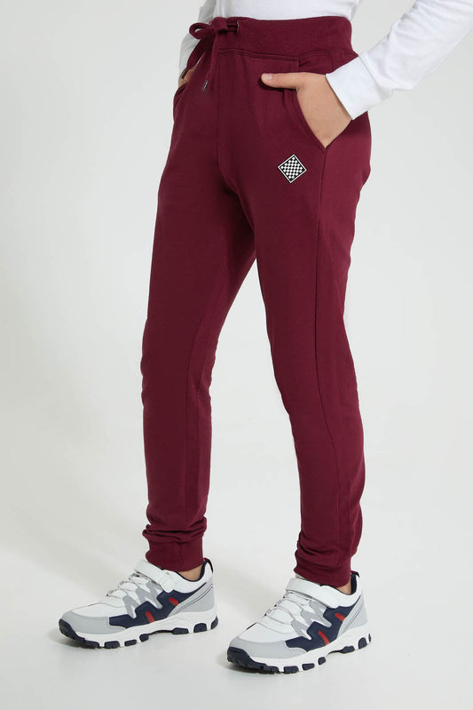 Redtag-Burgundy-Table-Active-Pant-Joggers-Senior-Boys-9 to 14 Years
