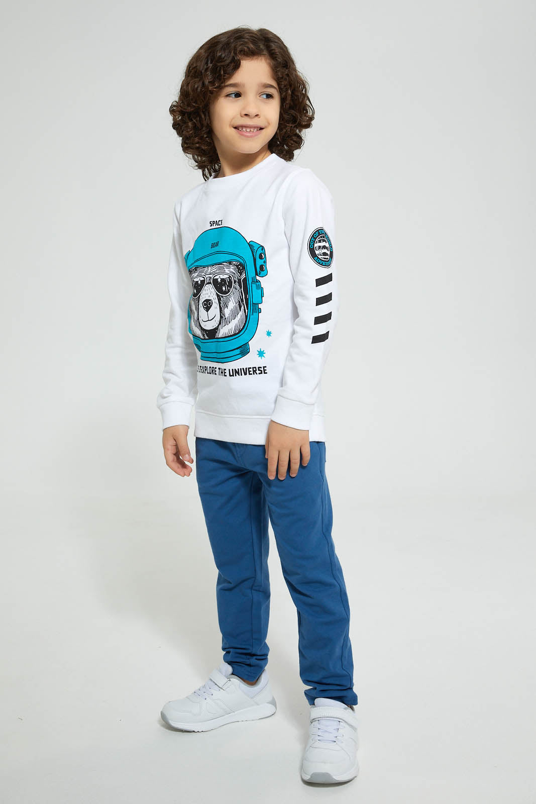 Redtag-White-Bear-Space-Print-Crew-Neck-Sweatshirt-Sweatshirts-Boys-2 to 8 Years