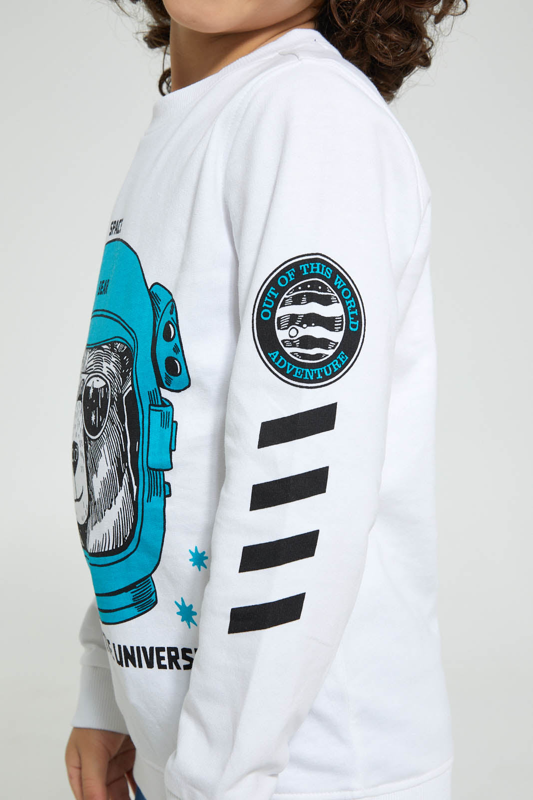 Redtag-White-Bear-Space-Print-Crew-Neck-Sweatshirt-Sweatshirts-Boys-2 to 8 Years