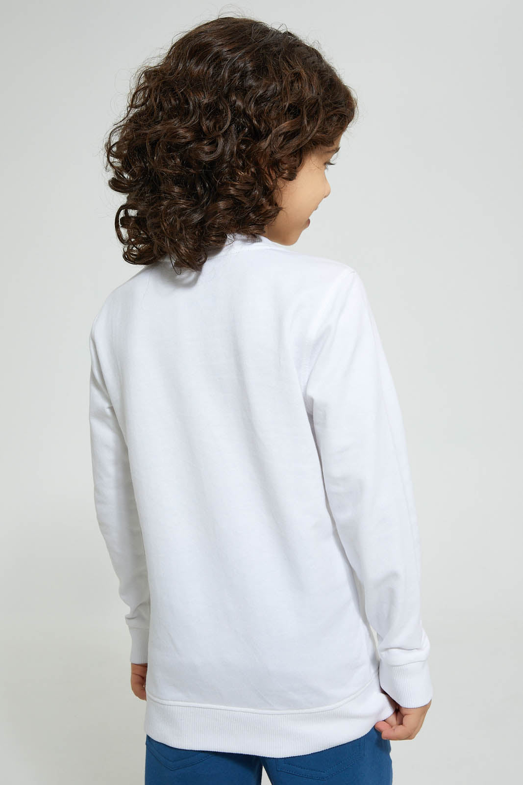 Redtag-White-Bear-Space-Print-Crew-Neck-Sweatshirt-Sweatshirts-Boys-2 to 8 Years