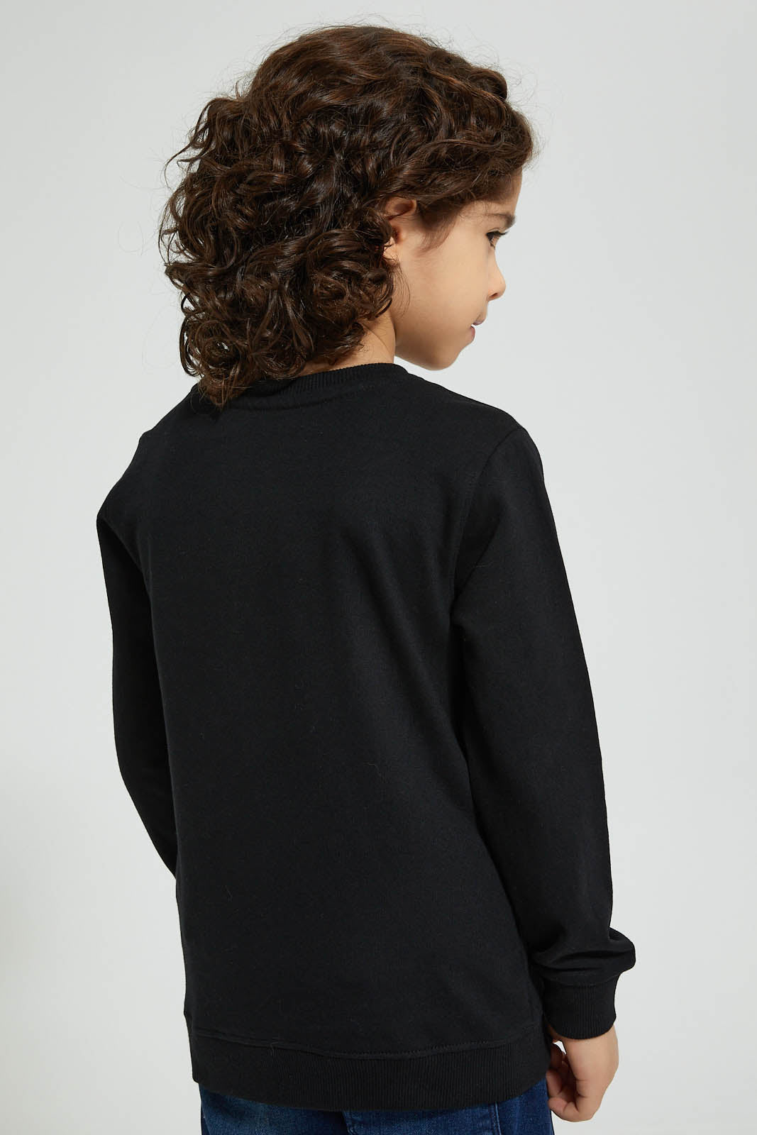 Redtag-Black-Dino-World-Print-Crew-Neck-Sweatshirt-Sweatshirts-Boys-2 to 8 Years