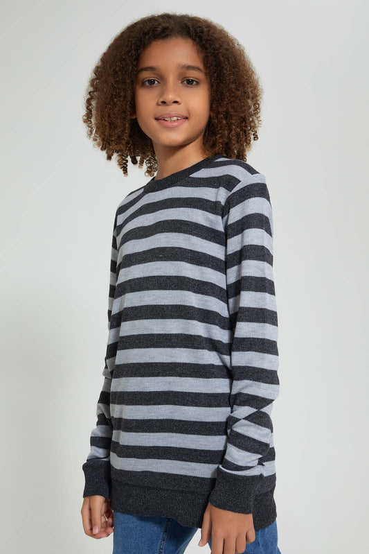 Redtag-Bsr-Table-Stripe-Pullover-Pullovers-Senior-Boys-9 to 14 Years