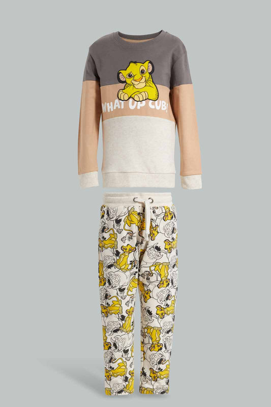 Redtag-Grey-Lion-King-Jogsuit-BOY-Jog-Sets,-Category:Jog-Sets,-CHR,-Colour:Grey,-Deals:Sale,-Filter:Boys-(2-to-8-Yrs),-S22A,-Sale,-Sale-BOY-APL,-Section:Kidswear-Boys-
