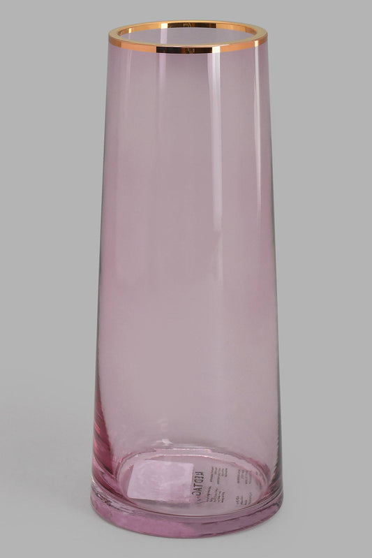 Redtag-Pink-Tall-Golden-Detail-Glass-Vase-Vase-Home-Decor-