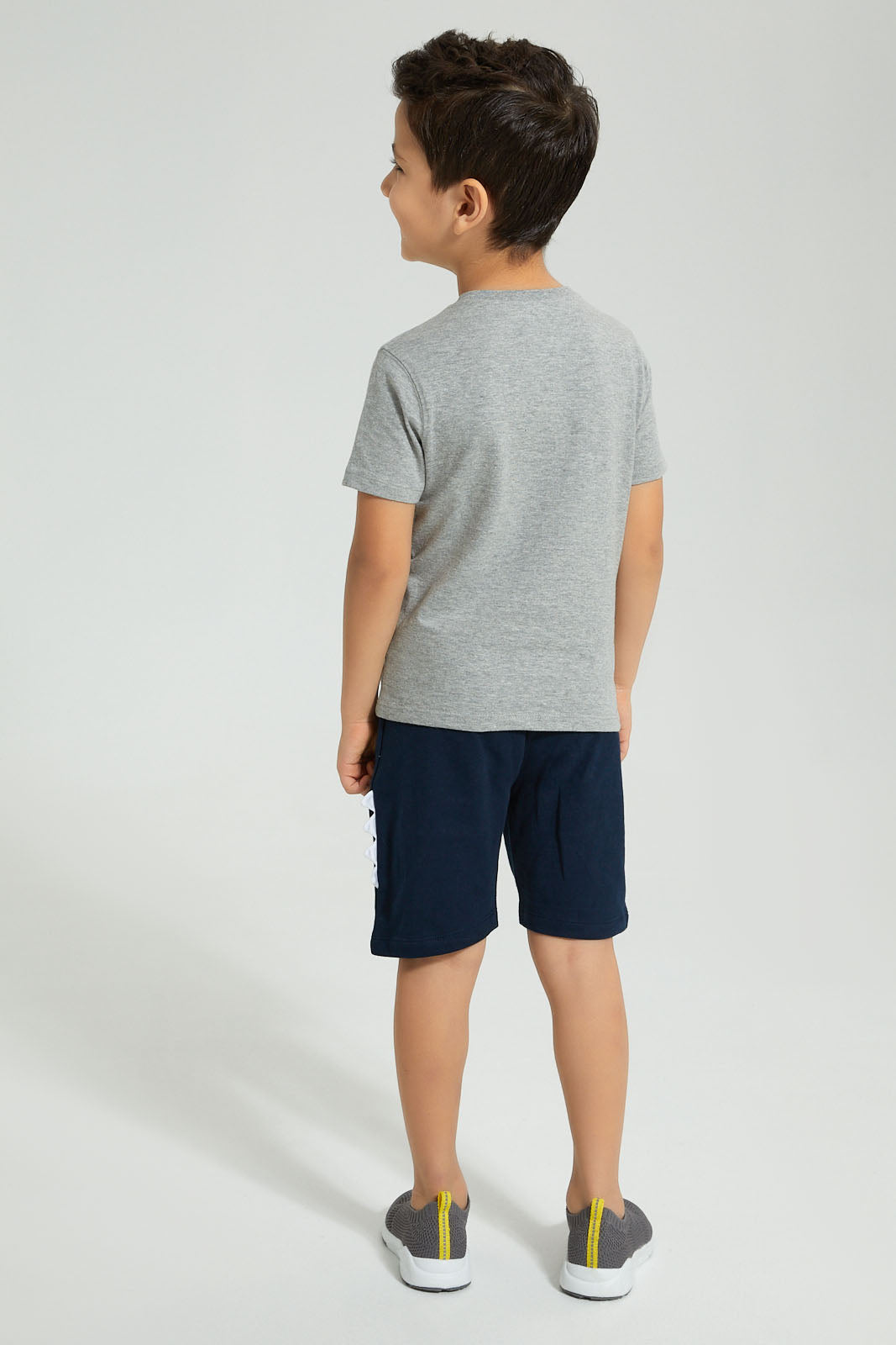 Redtag-Grey-Dino-Applique-Shorts-Set-Boys-Sets,-Colour:Grey,-Filter:Boys-(2-to-8-Yrs),-New-In,-New-In-BOY,-Non-Sale,-S22A,-Section:Kidswear-Boys-2 to 8 Years