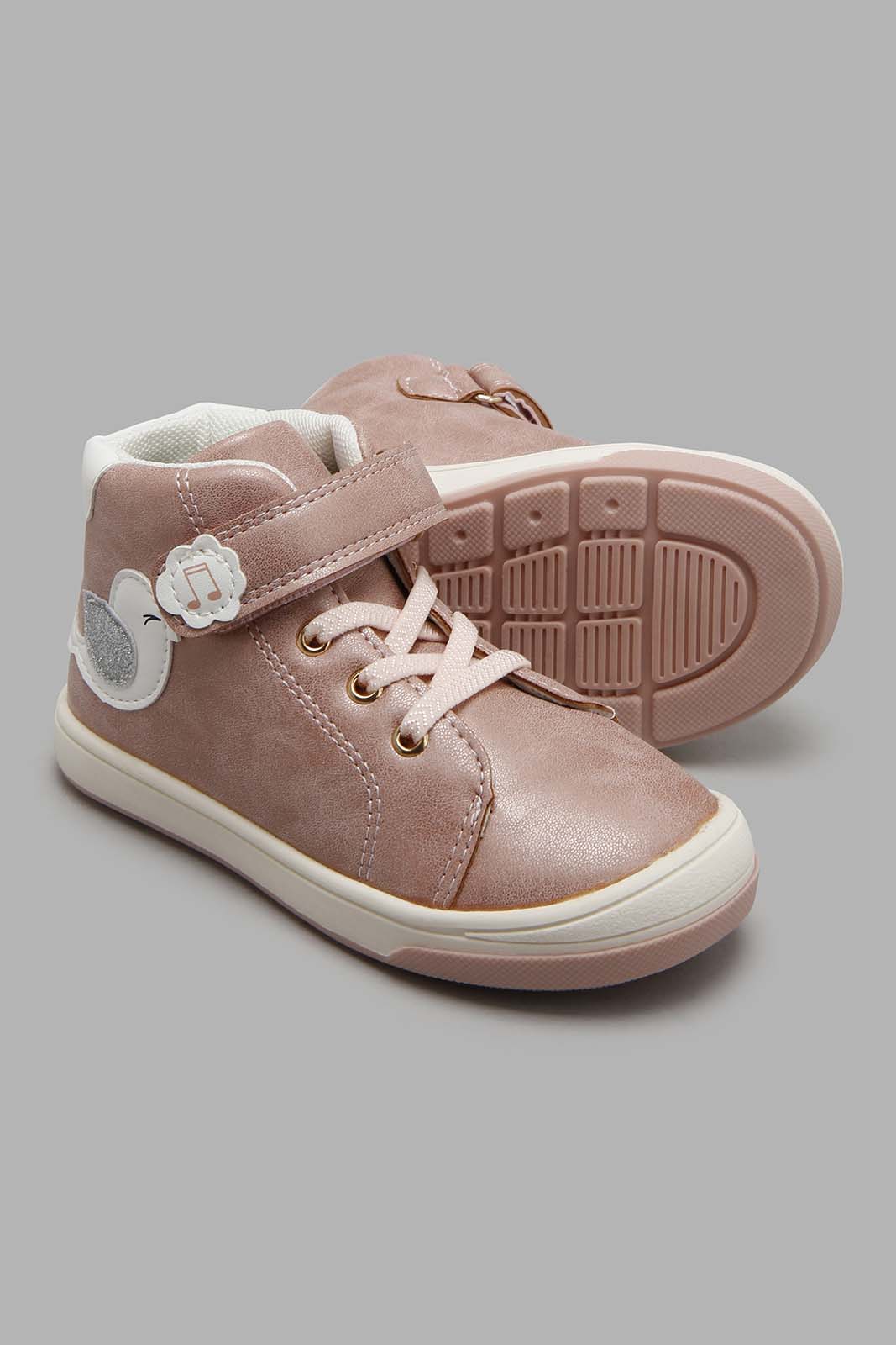 Redtag-Pink-Bird-Trim-High-Top-Sneaker-Colour:pink,-Filter:Girls-Footwear-(1-to-3-Yrs),-ING-Casual-Shoes,-New-In,-New-In-ING-FOO,-Non-Sale,-S22A,-Section:Kidswear-Infant-Girls-1 to 3 Years