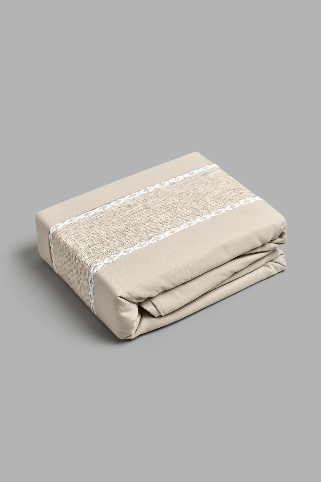 Redtag-Beige-3-Pieces-Duvet-Cover-Set-With-Lace(King-Size)-Duvet-Covers-Home-Bedroom-