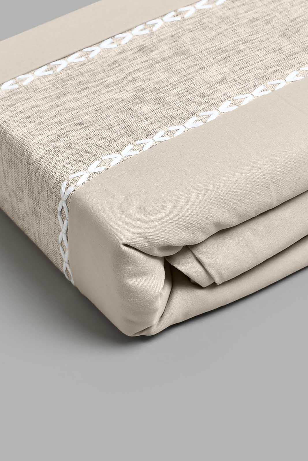 Redtag-Beige-3-Pieces-Duvet-Cover-Set-With-Lace(King-Size)-Duvet-Covers-Home-Bedroom-