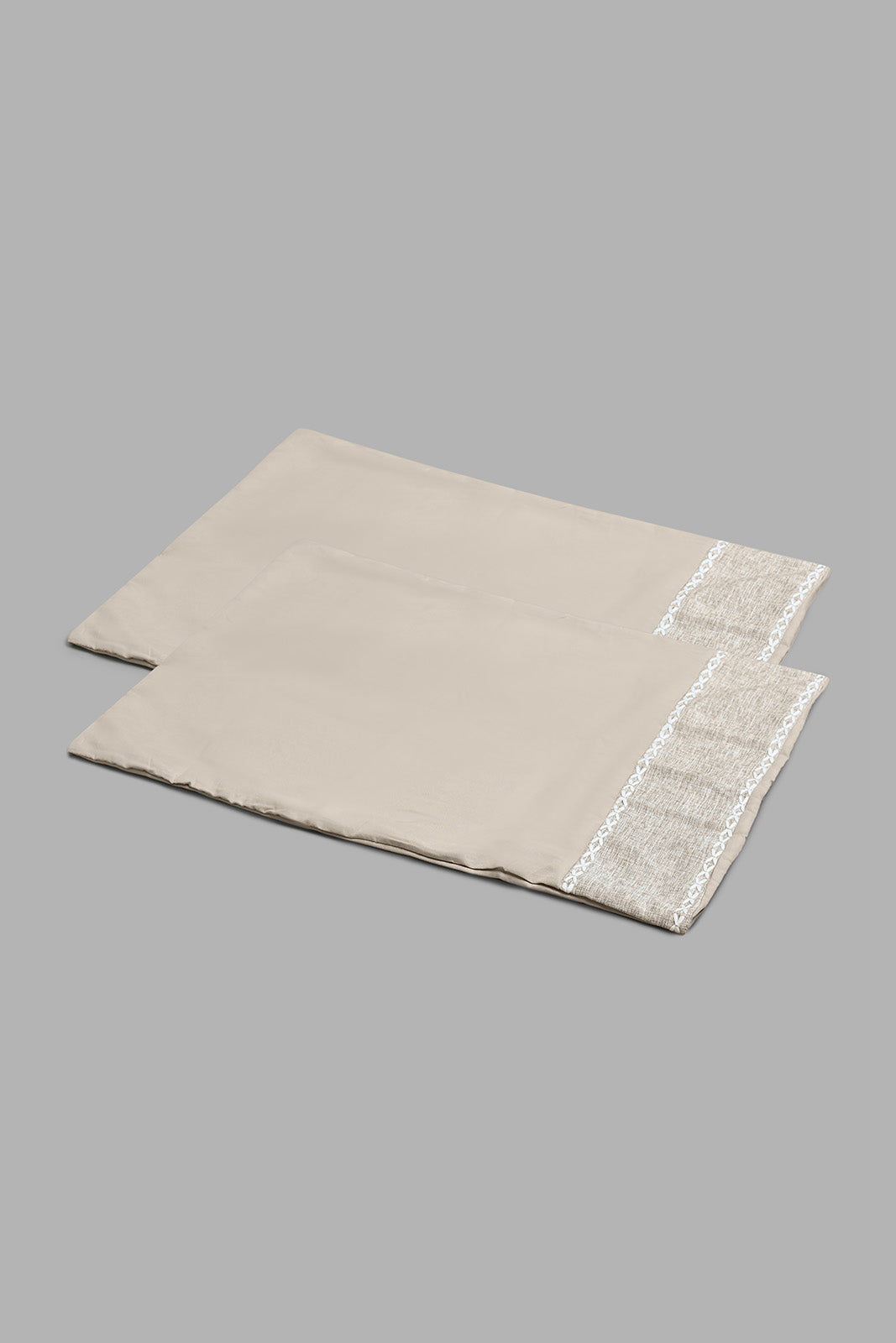 Redtag-Beige-3-Pieces-Duvet-Cover-Set-With-Lace(King-Size)-Duvet-Covers-Home-Bedroom-