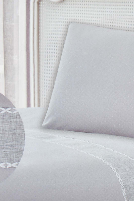 Redtag-Grey-2-Pieces-Duvet-Cover-Set-With-Lace-(Single-Size)-Duvet-Covers-Home-Bedroom-