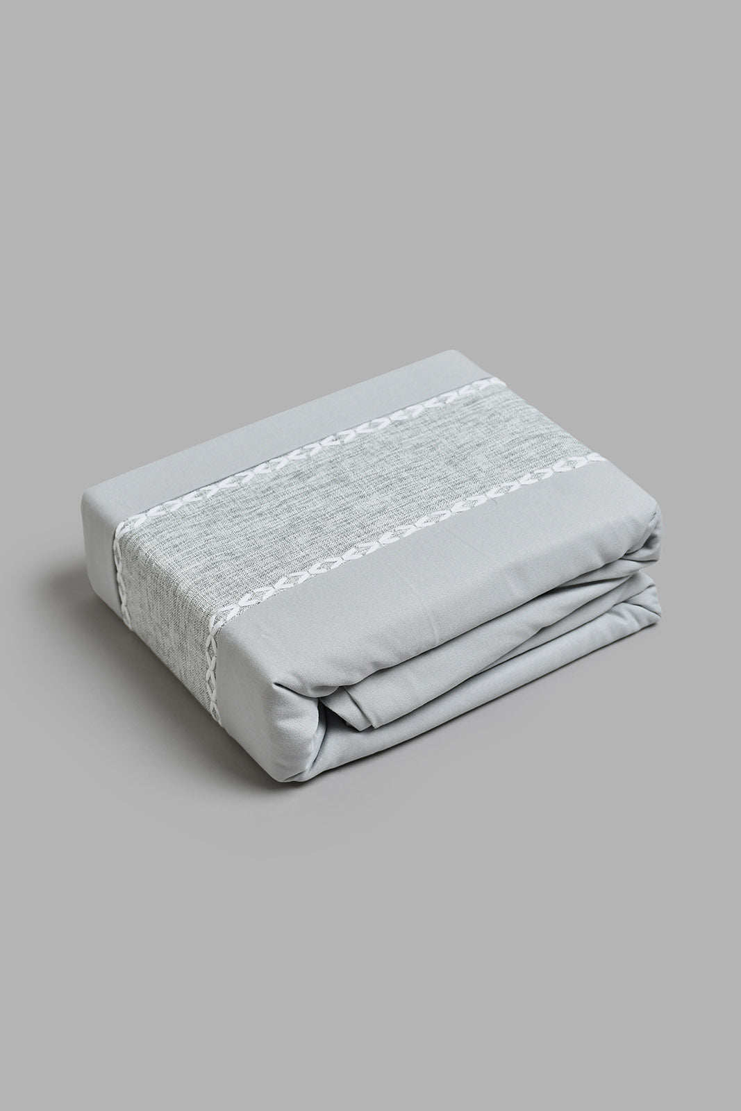 Redtag-Grey-3-Pieces-Duvet-Cover-Set-With-Lace-(Double-Size)-Duvet-Covers-Home-Bedroom-