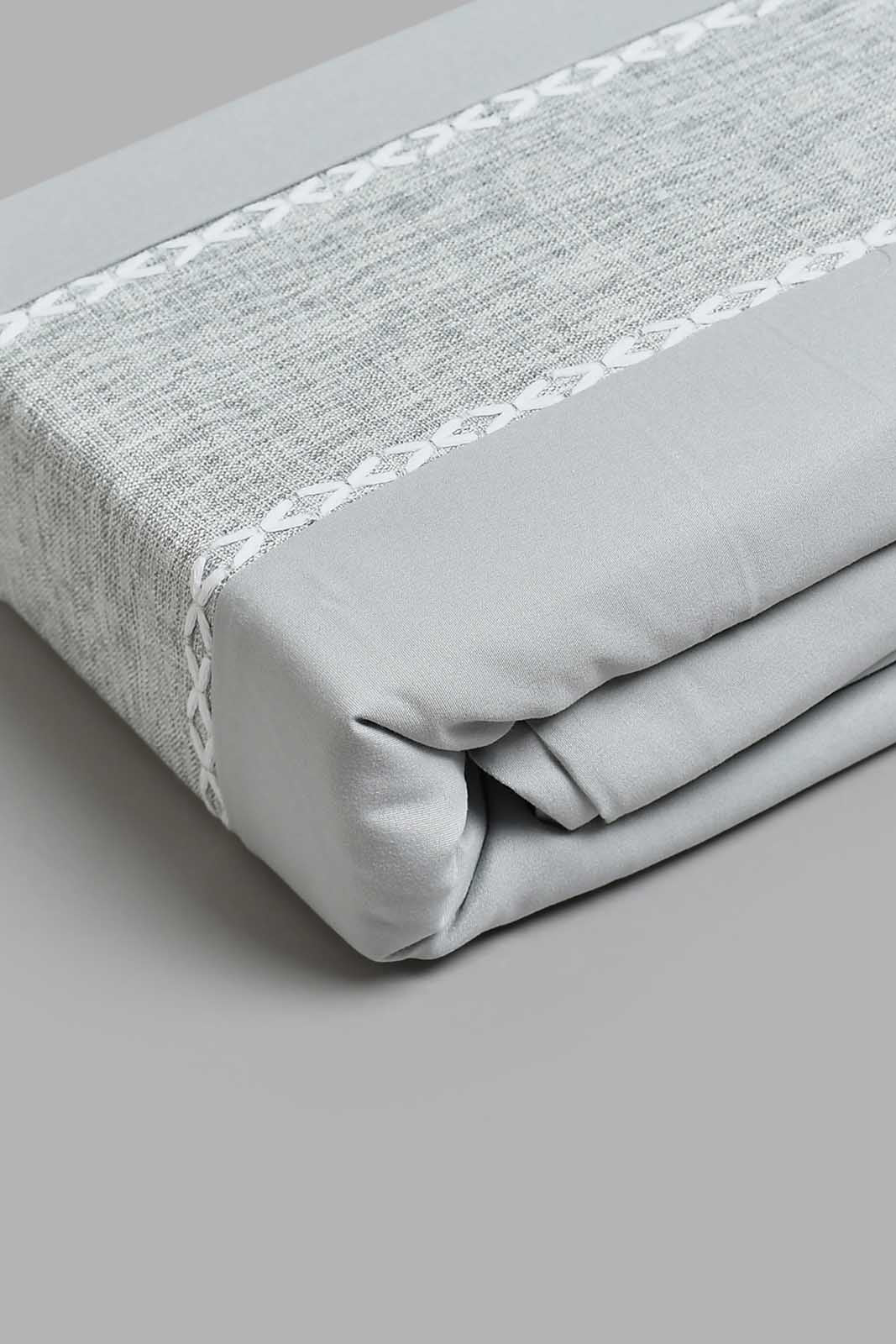Redtag-Grey-3-Pieces-Duvet-Cover-Set-With-Lace-(Double-Size)-Duvet-Covers-Home-Bedroom-