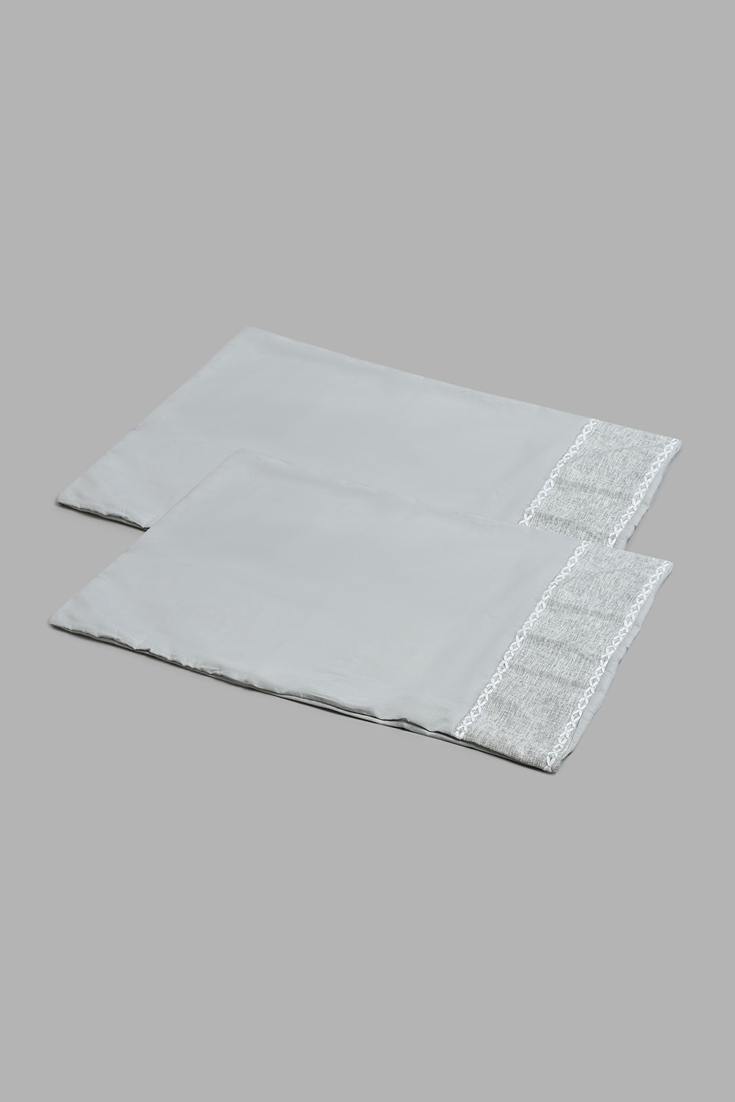 Redtag-Grey-3-Pieces-Duvet-Cover-Set-With-Lace-(Double-Size)-Duvet-Covers-Home-Bedroom-