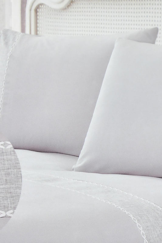 Redtag-Grey-3-Pieces-Duvet-Cover-Set-With-Lace(King-Size)-Duvet-Covers-Home-Bedroom-