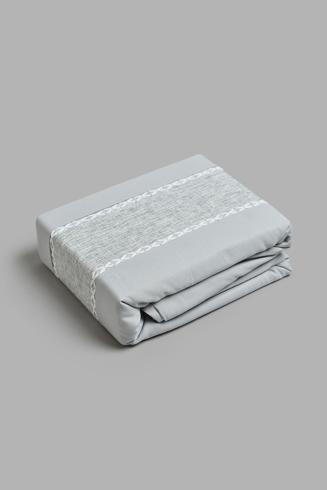 Redtag-Grey-3-Pieces-Duvet-Cover-Set-With-Lace(King-Size)-Duvet-Covers-Home-Bedroom-