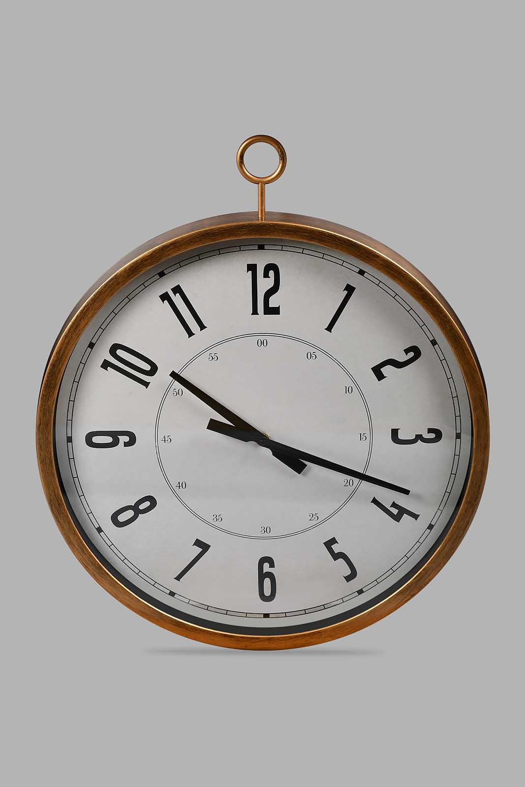 Redtag-Brown-Wooden-Hanging-Loop-Wall-Clock-Colour:Brown,-Filter:Home-Decor,-HMW-HOM-Wall-Clock,-New-In,-New-In-HMW-HOM,-Non-Sale,-S22A,-Section:Homewares-Home-Decor-