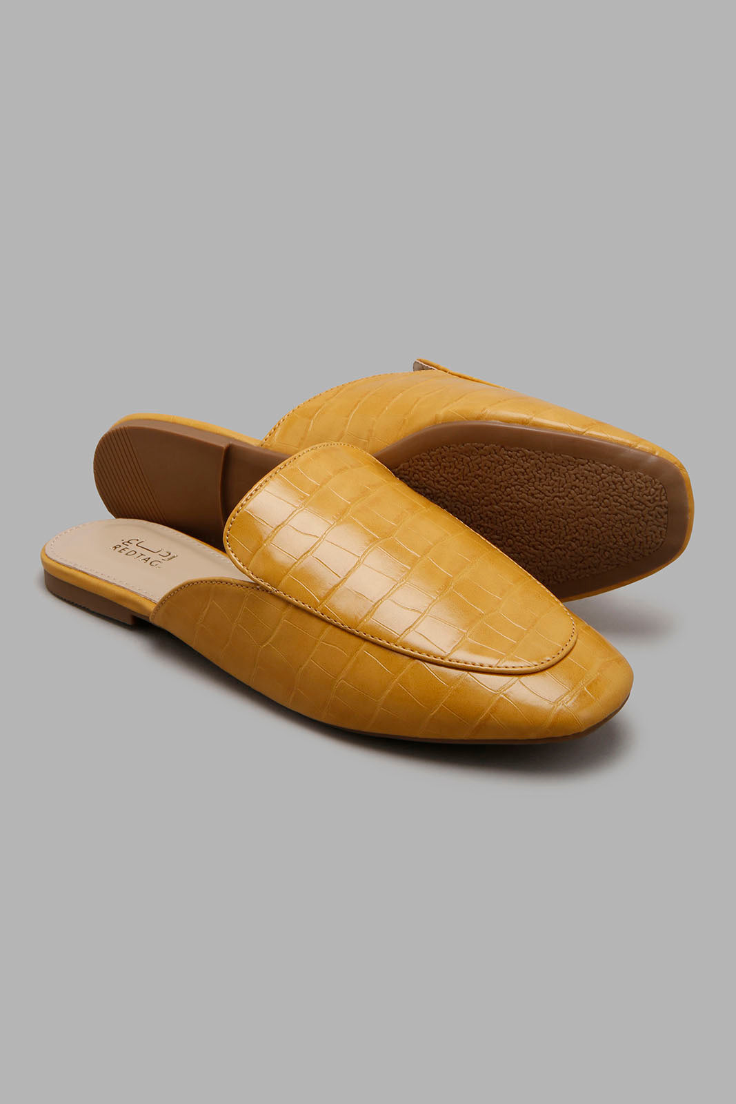 Redtag-Mustard-Croc-Effect-Mule-Character,-Colour:Mustard,-Filter:Women's-Footwear,-New-In,-New-In-Women-FOO,-Non-Sale,-S22A,-Women-Casual-Shoes-Women's-