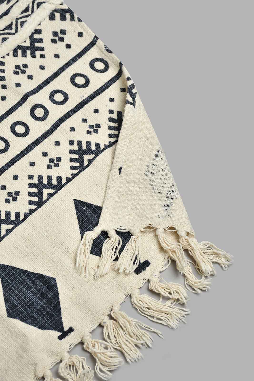 Redtag-Beige/Blue-Textured-Tufted-Throw-With-Fringles-BED-PHANTASMAGORIA-2,-Colour:Blue,-Filter:Home-Bedroom,-HMW-BED-Throws,-New-In,-New-In-HMW-BED,-Non-Sale,-S22A,-Section:Homewares-Home-Bedroom-