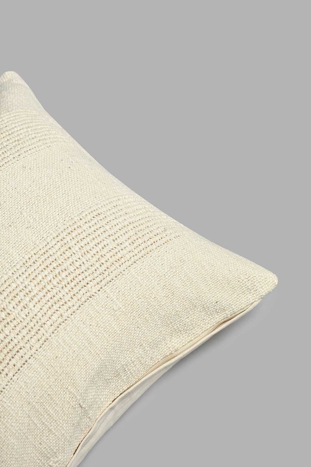 Redtag-Beige-Textured-Net-Stripe-Cushion-BED-PHANTASMAGORIA-3,-Colour:Beige,-Filter:Home-Bedroom,-HMW-BED-Cushions,-New-In,-New-In-HMW-BED,-Non-Sale,-S22A,-Section:Homewares-Home-Bedroom-
