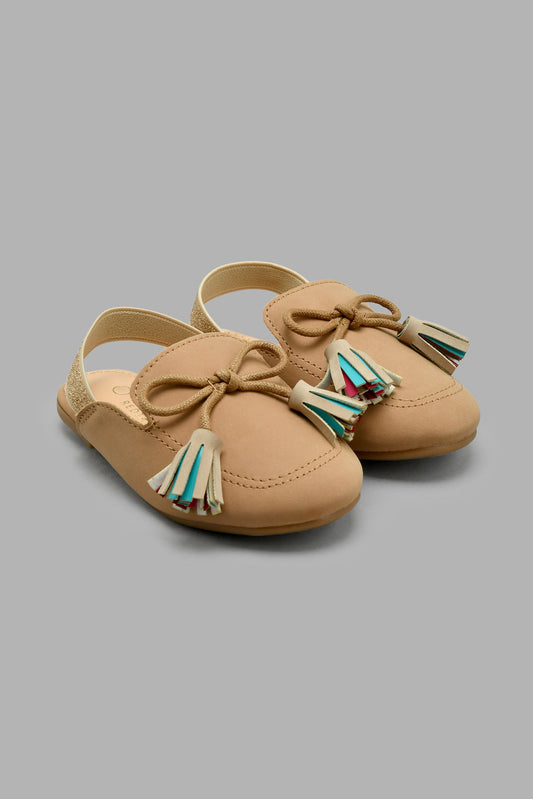 Redtag-Beige-Tassel-Trim-Mule-Mules-Infant-Girls-1 to 3 Years