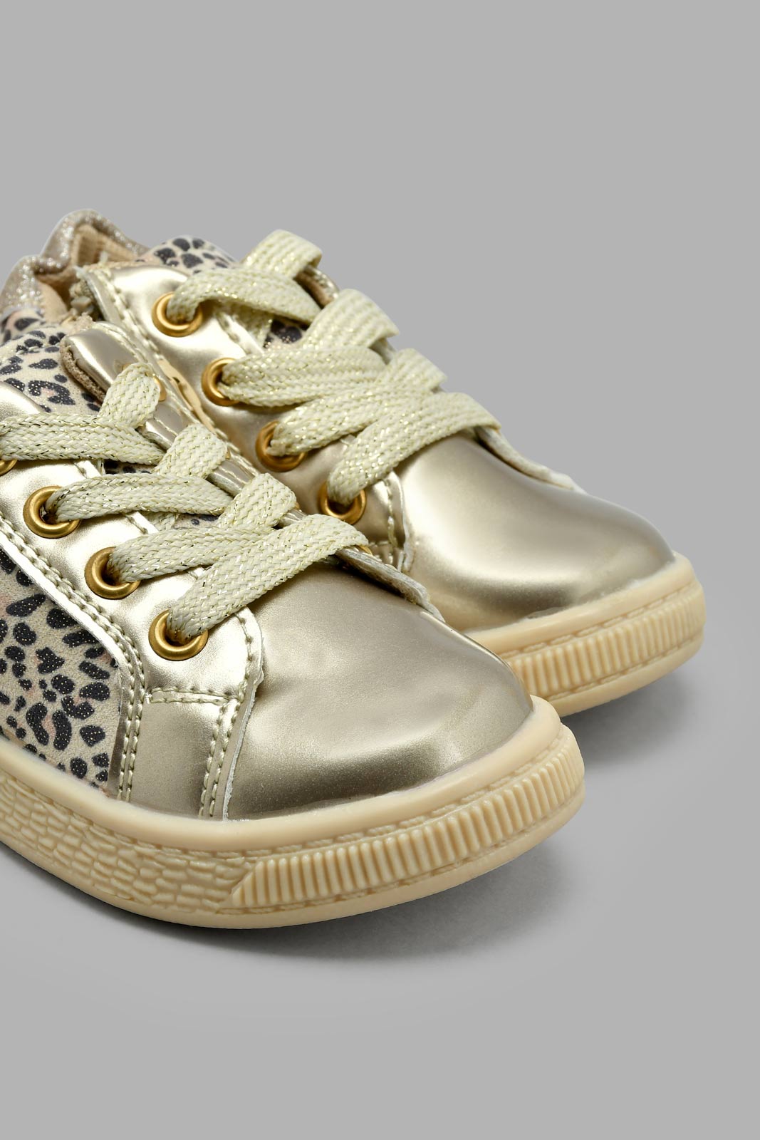 Redtag-Gold-Leopard-Print-High-Top-Sneaker-Sneakers-Infant-Girls-1 to 3 Years