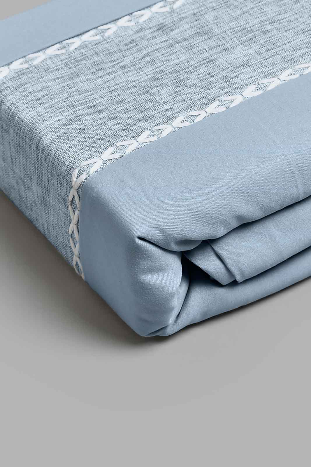 Redtag-Blue-3-Pieces-Duvet-Cover-Set-With-Lace(King-Size)-Duvet-Covers-Home-Bedroom-