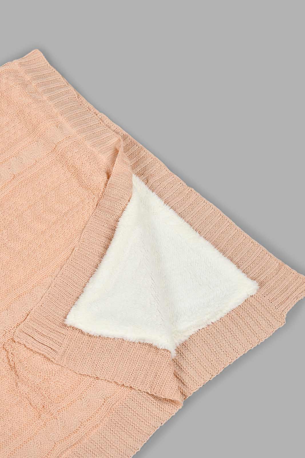 Redtag-Pale-Knit/-Sherpa-Reversible-Throw-Throws-Home-Bedroom-