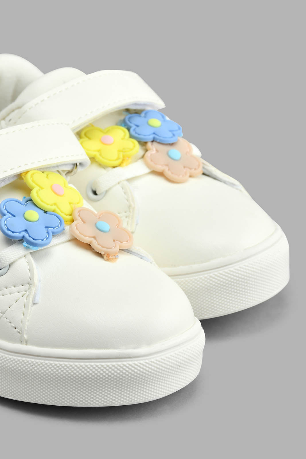 Redtag-White-Floral-Trim-Sneaker-Colour:White,-Filter:Girls-Footwear-(1-to-3-Yrs),-ING-Casual-Shoes,-New-In,-New-In-ING-FOO,-Non-Sale,-S22A,-Section:Kidswear-Infant-Girls-1 to 3 Years