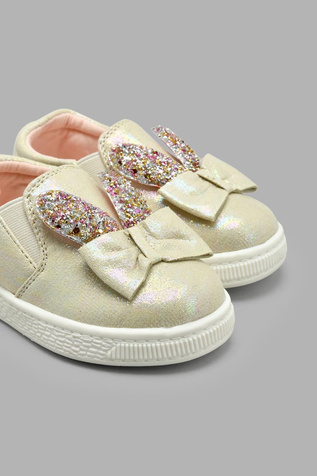Redtag-Cream-Bunny-Trim-Plimsolls-Colour:Cream,-Filter:Girls-Footwear-(1-to-3-Yrs),-ING-Casual-Shoes,-New-In,-New-In-ING-FOO,-Non-Sale,-S22A,-Section:Kidswear-Infant-Girls-1 to 3 Years