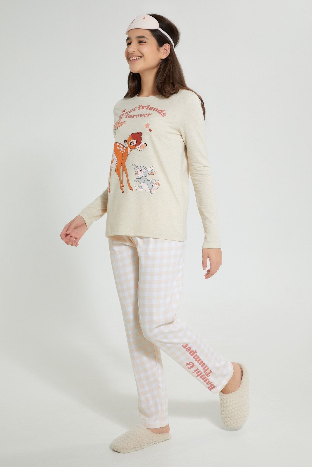 Redtag-Beige-Bambi-Pajama-Sets-Pyjama-Sets-Senior-Girls-9 to 14 Years