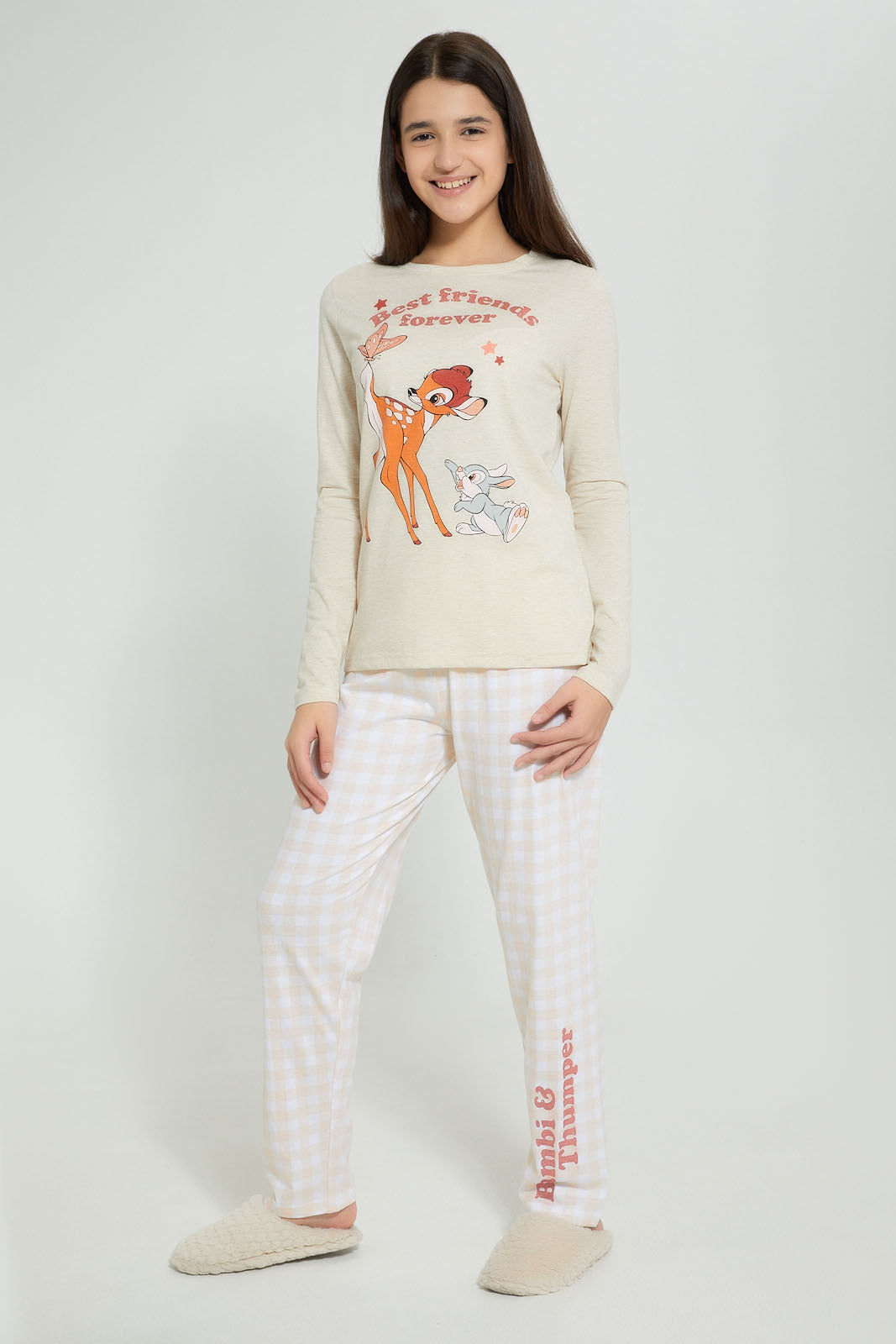 Redtag-Beige-Bambi-Pajama-Sets-Pyjama-Sets-Senior-Girls-9 to 14 Years