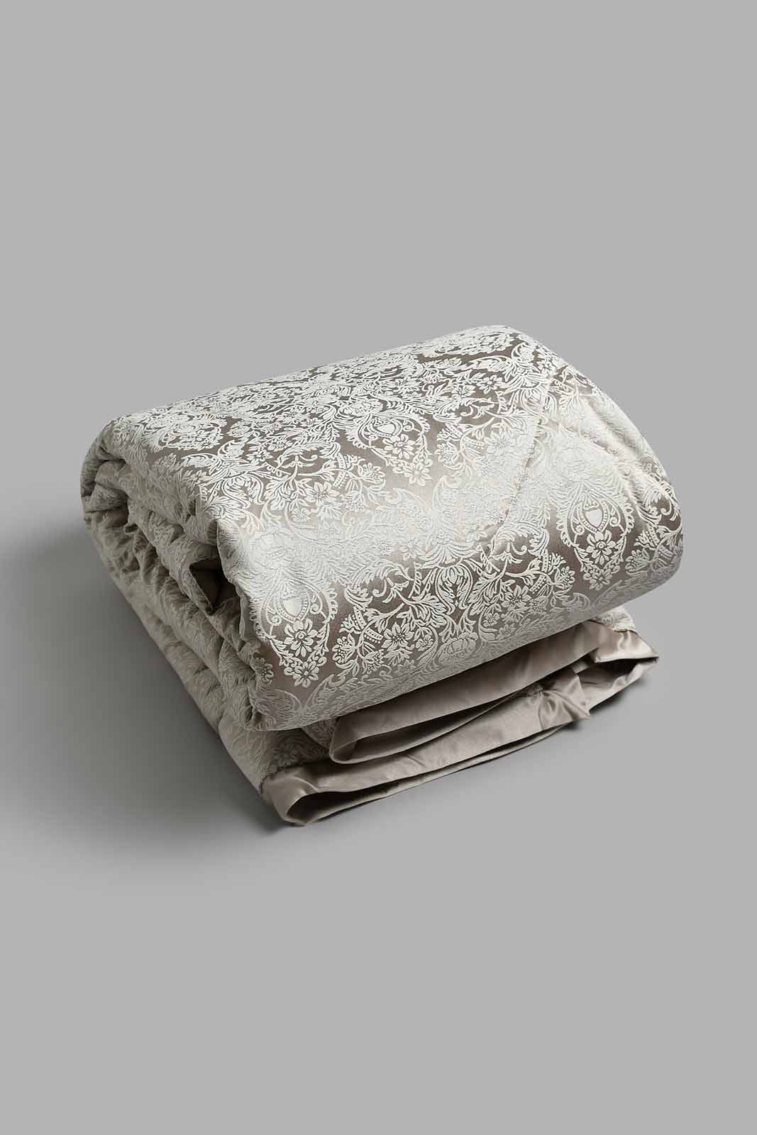 Redtag-Beige-Jacquard-7-Piece-Comforter-Set-(King-Size)-Comforters-Home-Bedroom-