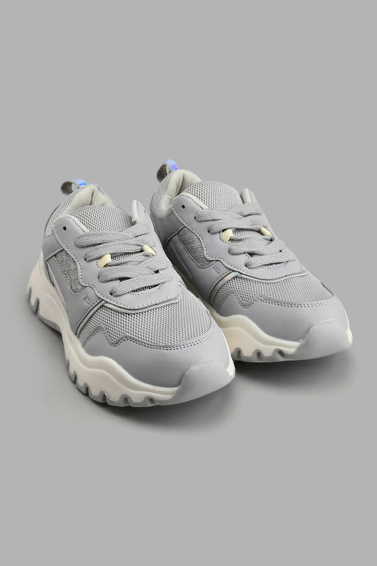Redtag-Grey-Lace-Up-Sneaker-With-Animal-Print-Inlay-Colour:Grey,-Filter:Women's-Footwear,-New-In,-New-In-Women-FOO,-Non-Sale,-S22A,-Section:Women,-Women-Trainers-Women's-