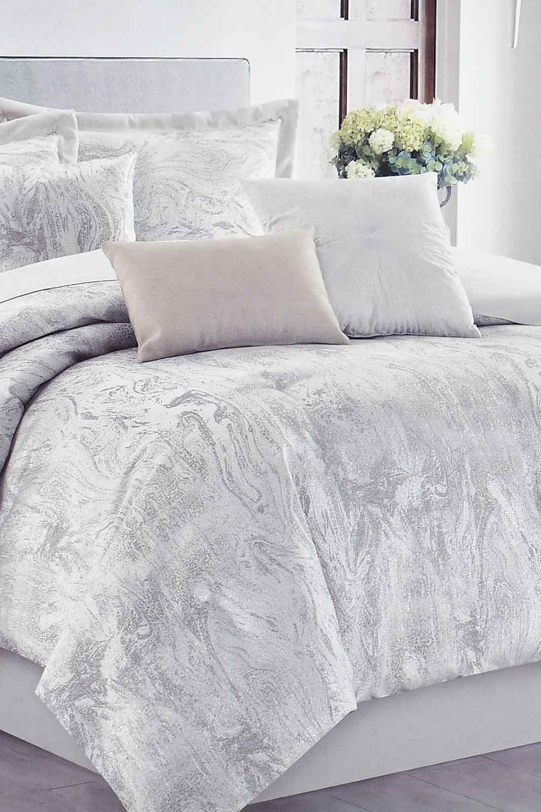 Redtag-Beige-Metalic-Jacquard-7-Piece-Comforter-Set-(King-Size)-Comforters-Home-Bedroom-