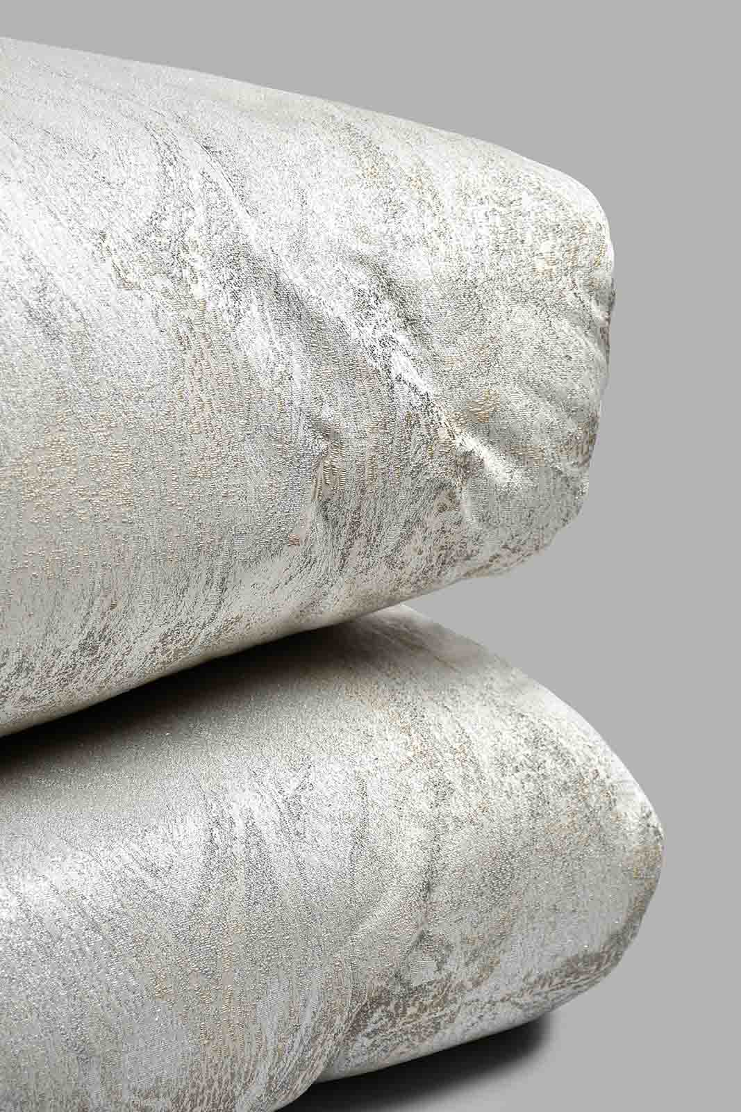 Beige And Grey Metallic Jacquard 7-Piece Comforter Set (King Size)