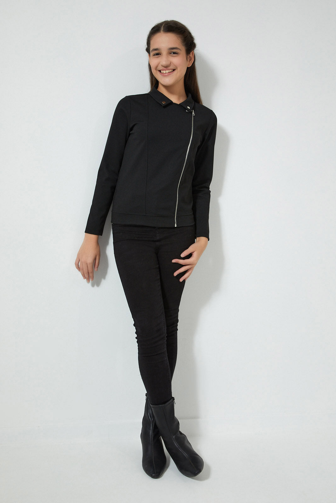 Redtag-Knitted-Biker-Jacket-Jackets-Senior-Girls-9 to 14 Years