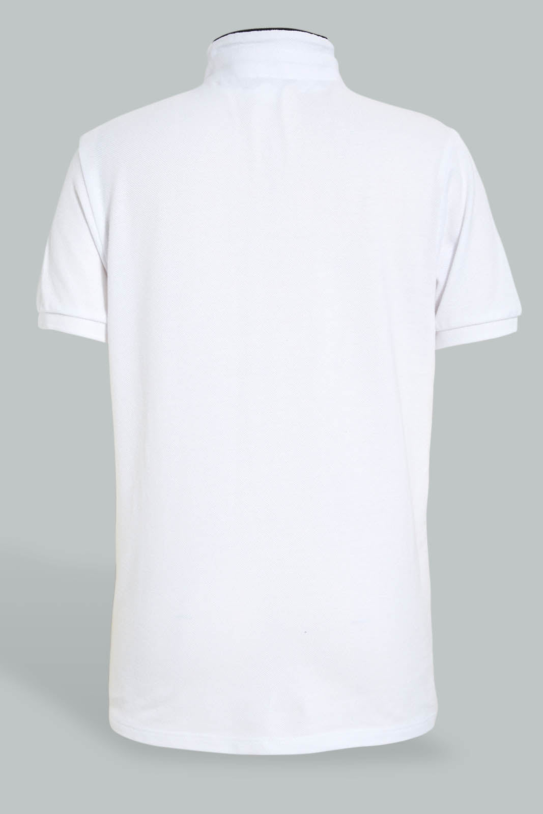 Redtag-White-Mandarin-Collar-Polo-Polo-Shirts-Senior-Boys-9 to 14 Years