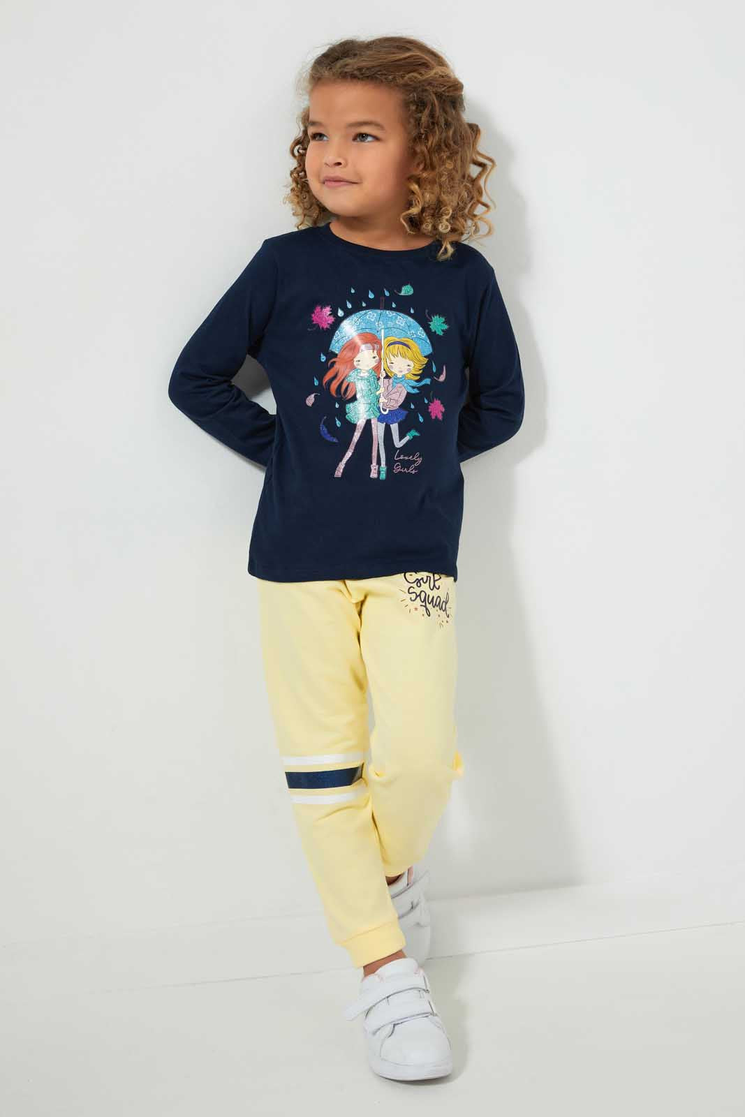 Redtag-Navy-Girl-Print-Tee-Blouses-Girls-2 to 8 Years