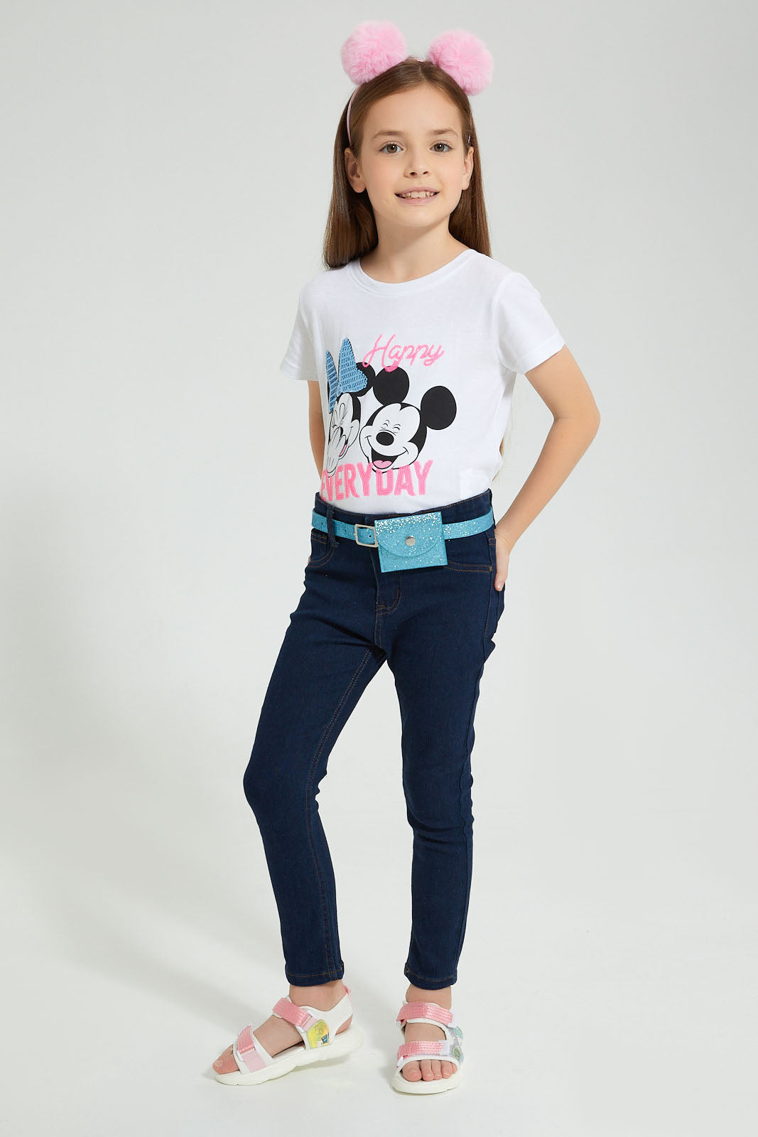 Redtag-Indigo-Jean-With-Pouch-&-Belt-Colour:Indigo,-Filter:Girls-(2-to-8-Yrs),-Girls-Jeans,-New-In,-New-In-GIR,-Non-Sale,-S22A,-Section:Kidswear,-TBL-Girls-2 to 8 Years