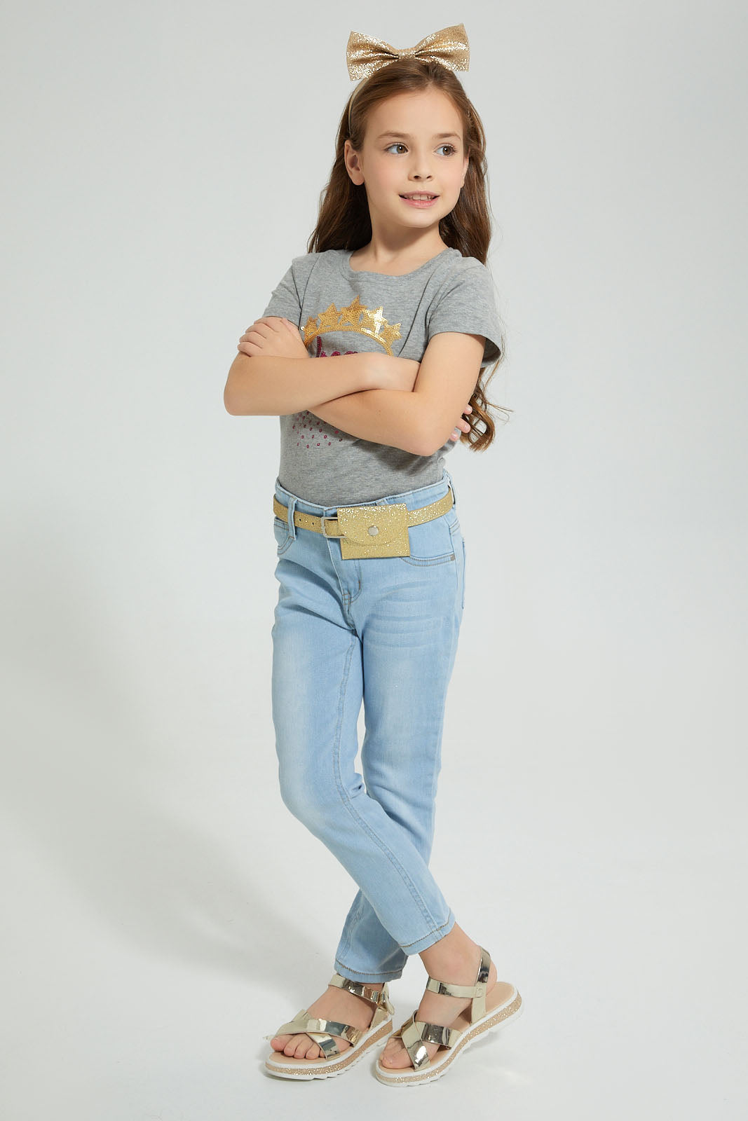 Redtag-Blue-Jean-With-Pouch-&-Belt-Colour:Light-Wash,-Filter:Girls-(2-to-8-Yrs),-Girls-Jeans,-New-In,-New-In-GIR,-Non-Sale,-S22A,-Section:Kidswear,-TBL-Girls-2 to 8 Years