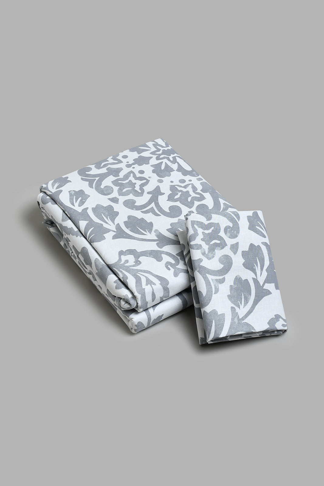 Redtag-Grey-Floral-Print-Reversible-2-Piece-Duvet-Cover-Set-(Single-Size)-Duvet-Covers-Home-Bedroom-
