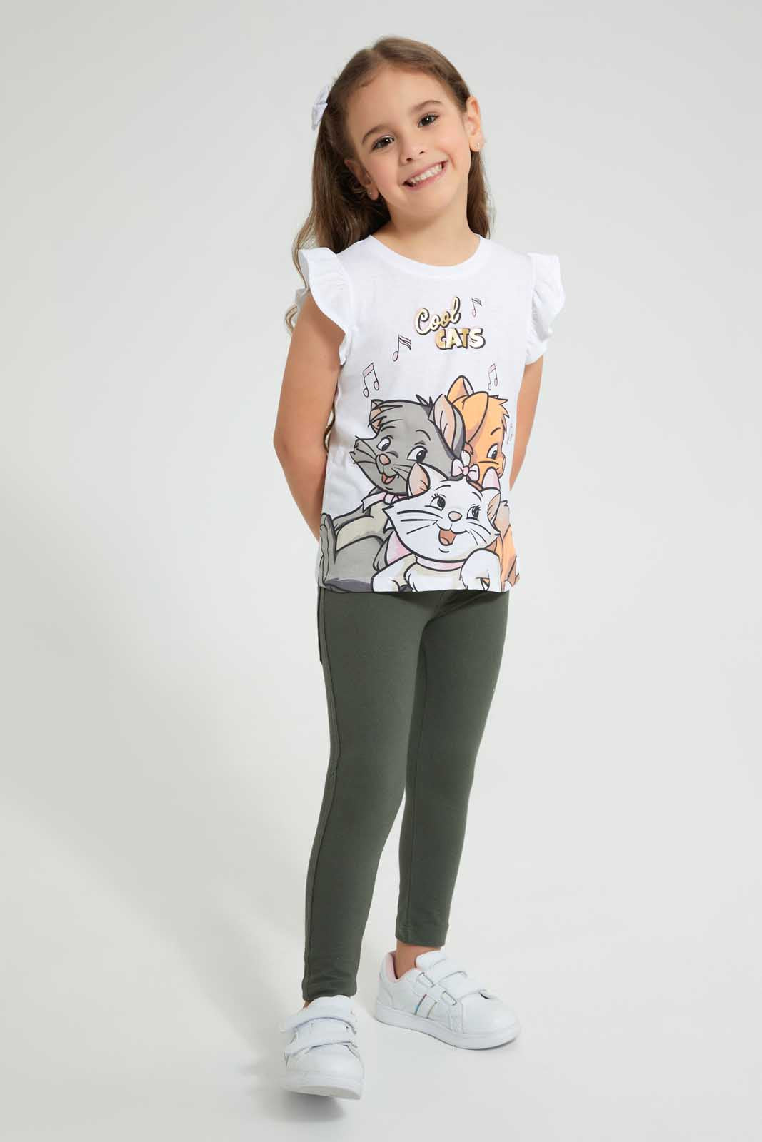 Redtag-Olive-Knit-Jegging-Jeggings-Girls-2 to 8 Years