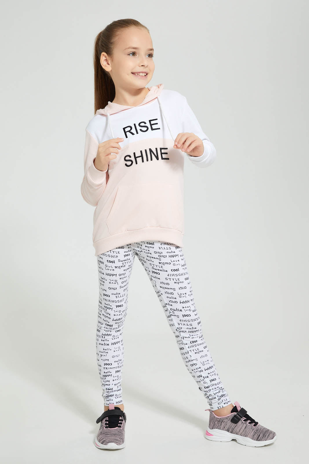 Redtag-Pink-Color-Block--Embroidered-Hooded-Sweatshirt-Sweatshirts-Girls-2 to 8 Years