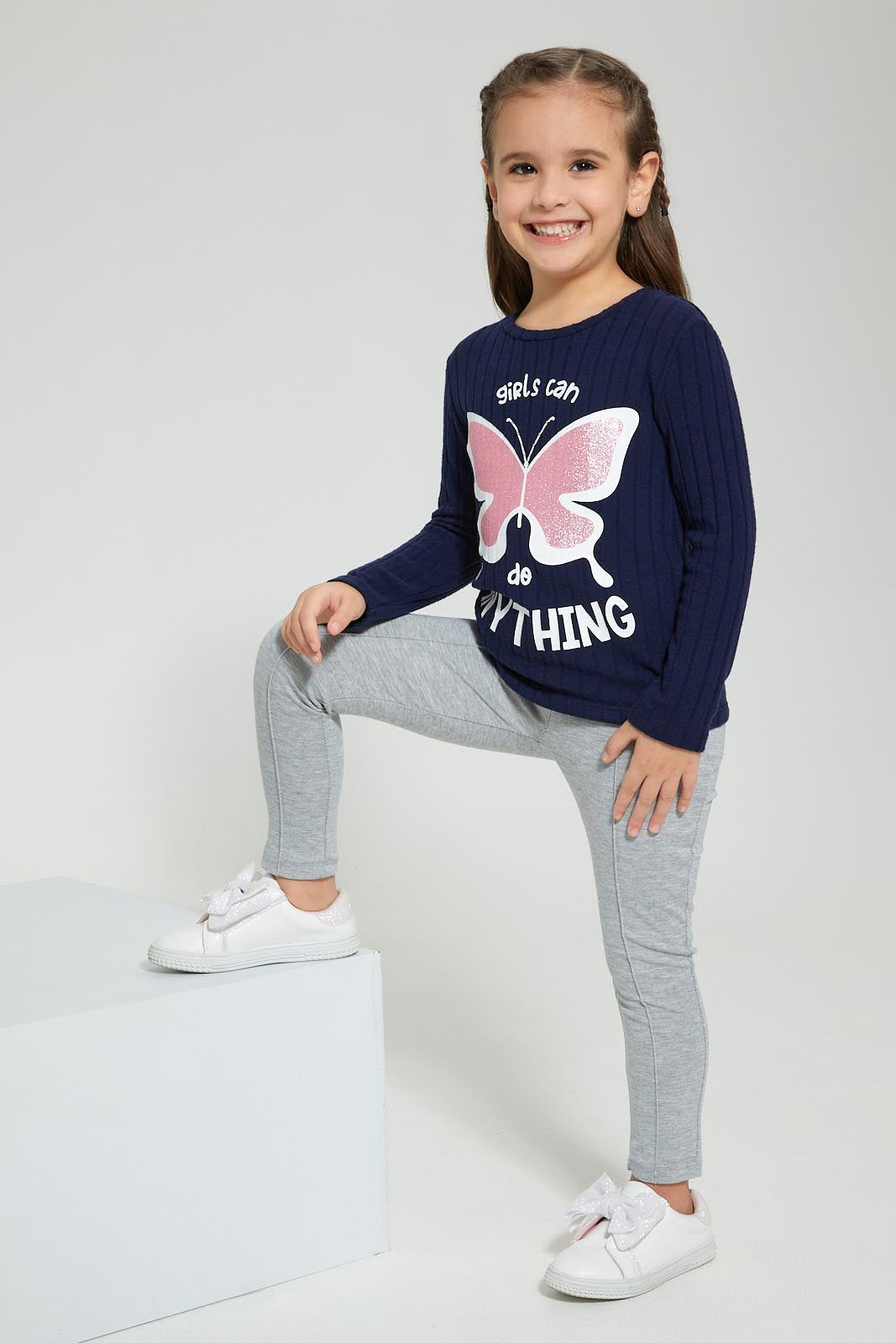 Redtag-Grey-Buttoned-Ponte-Jegging-Jeggings-Girls-2 to 8 Years