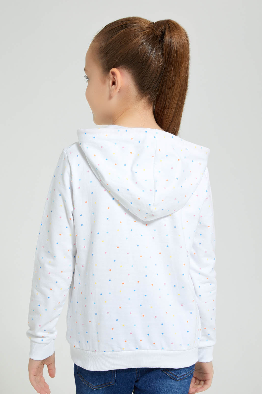 Redtag-White-Printed-Spots-Slogan-Print-Hooded-Sweatshirt-Sweatshirts-Girls-2 to 8 Years